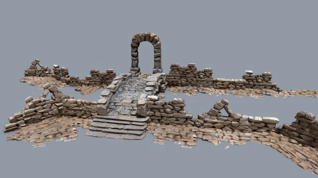 Ruin wall 3D Model .c4d .max .obj .3ds .fbx .stl .blend 