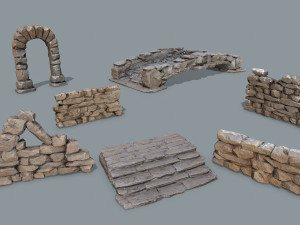 Ruin wall Model 3D