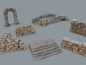 Ruin wall 3D Model