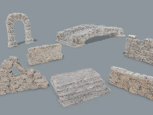 Ruin wall 3D Model