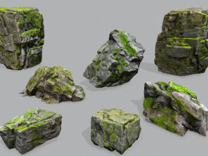 Mossy rocks 3Dモデル