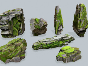 Mossy rocks 3D मॉडल