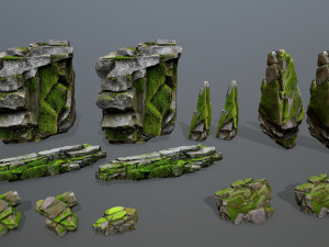 Mossy rocks 3D मॉडल
