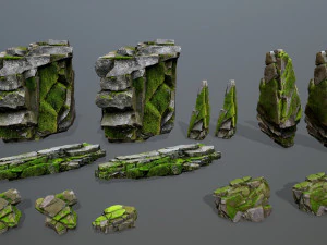 Mossy rocks 3D Model