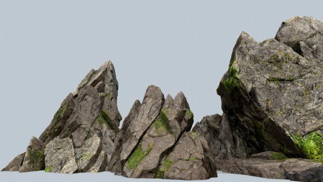 Mossy rocks 3D Model .c4d .max .obj .3ds .fbx .stl .blend 
