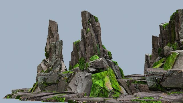 Mossy rocks 3D Model .c4d .max .obj .3ds .fbx .stl .blend 
