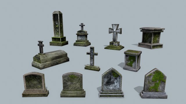 Tombstone set 3Dモデル .c4d .max .obj .3ds .fbx .stl .blend 