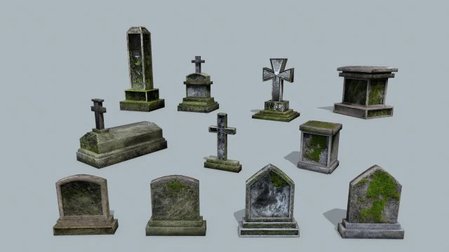 Tombstone set 3D Model .c4d .max .obj .3ds .fbx .stl .blend