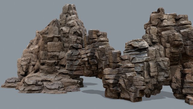 Desert rocks 3D 모델 .c4d .max .obj .3ds .fbx .stl .blend 