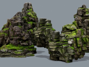 Mossy rocks 3D मॉडल