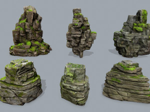 Mossy rocks Model 3D