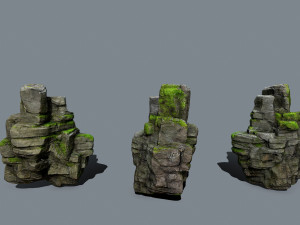 Mossy rocks Model 3D
