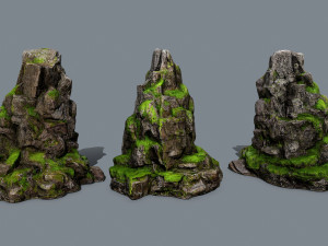 Mossy rocks Model 3D