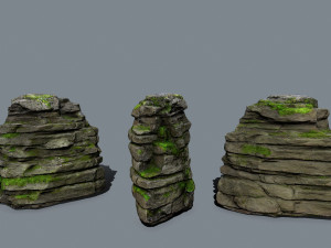 Mossy rocks Model 3D