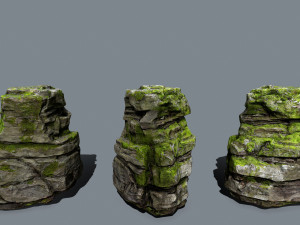Mossy rocks Model 3D