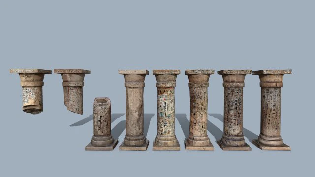Pillars of Egypt 3D Model .c4d .max .obj .3ds .fbx .stl .blend 