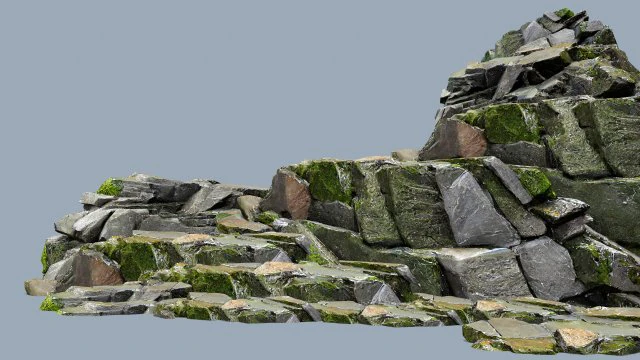 Mossy rocks 3D Model .c4d .max .obj .3ds .fbx .stl .blend 