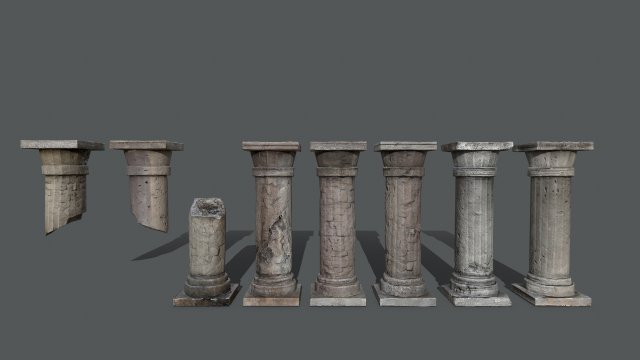 Rome stone pillar 3D Model .c4d .max .obj .3ds .fbx .stl .blend 
