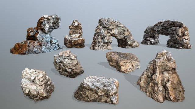 Desert rocks 3D Model .c4d .max .obj .3ds .fbx .stl .blend 