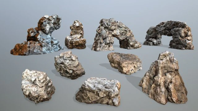 Desert rocks 3D Model .c4d .max .obj .3ds .fbx .stl .blend 