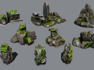 Bemoste rotsen 3D Model