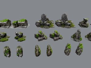 Mossy rocks 3D Модель