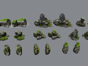 Mossy rocks 3D Model