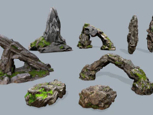 Rochas cobertas de musgo Modelo 3D
