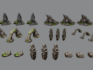 Mossy rocks 3D मॉडल