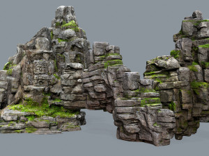 Mossy rocks 3D Model