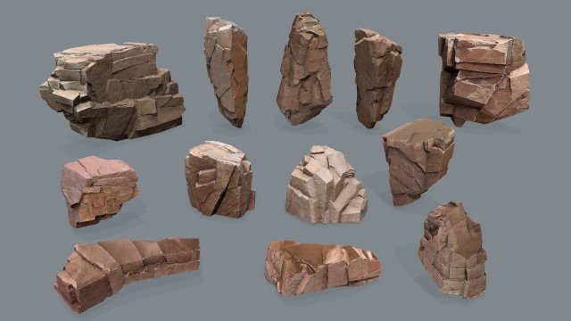 Desert rocks 3D 모델 .c4d .max .obj .3ds .fbx .stl .blend 