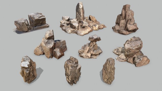 Desert rocks Model 3D .c4d .max .obj .3ds .fbx .stl .blend 