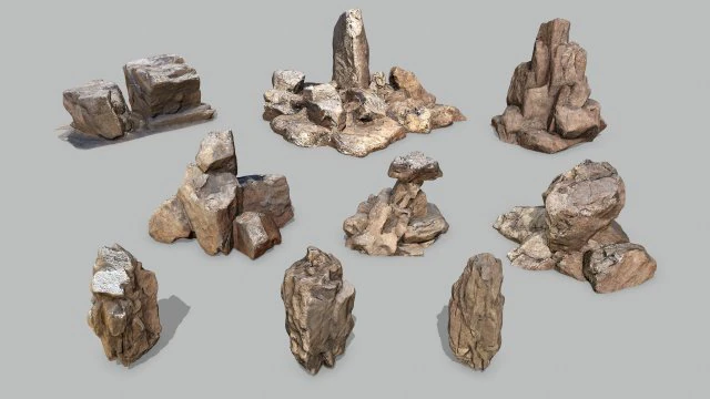 Desert rocks 3D Model .c4d .max .obj .3ds .fbx .stl .blend 