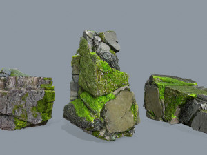 Mossy rocks 3D मॉडल