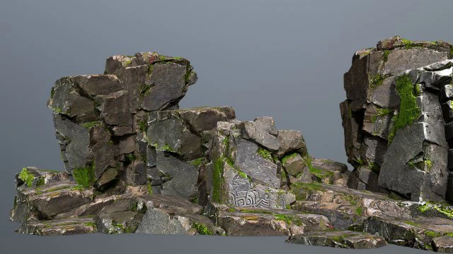 Mossy rocks 3D Model .c4d .max .obj .3ds .fbx .stl .blend 