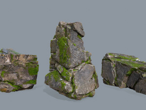 Mossy rocks Model 3D