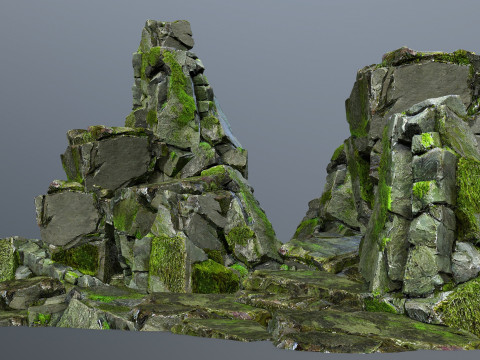 Mossy rocks 3D मॉडल