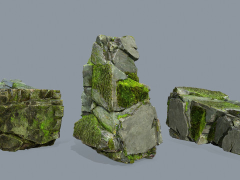 Mossy rocks Model 3D