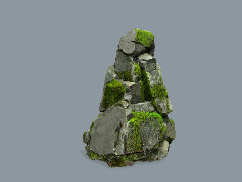 长满青苔的岩石 3D 模型