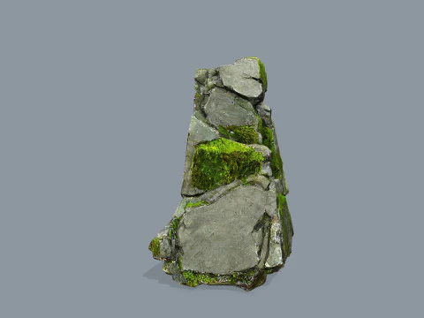 长满青苔的岩石 3D 模型