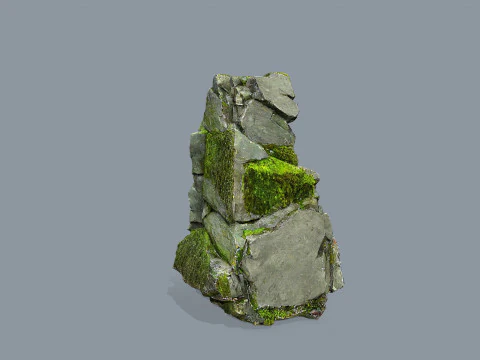 长满青苔的岩石 3D 模型