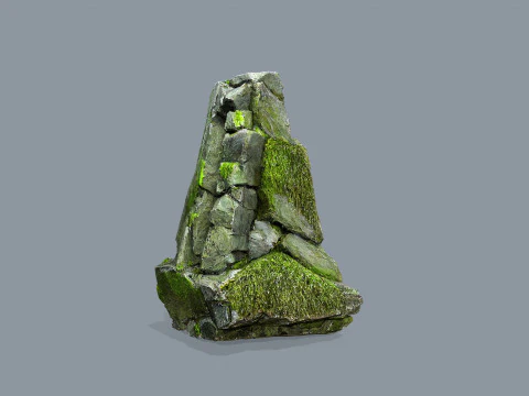 长满青苔的岩石 3D 模型