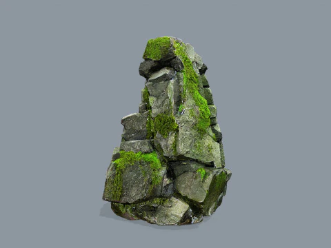 长满青苔的岩石 3D 模型
