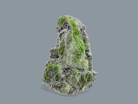 长满青苔的岩石 3D 模型