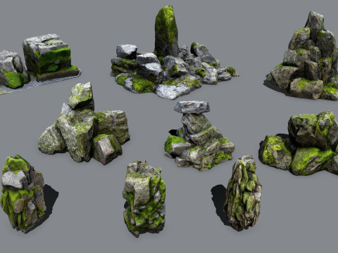 Mossy rocks 3D Model