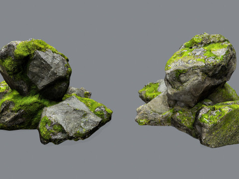 Mossy rocks 3D Model