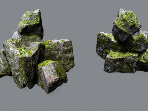 Mossy rocks 3D Model
