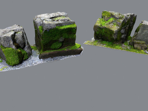 Mossy rocks 3D Model