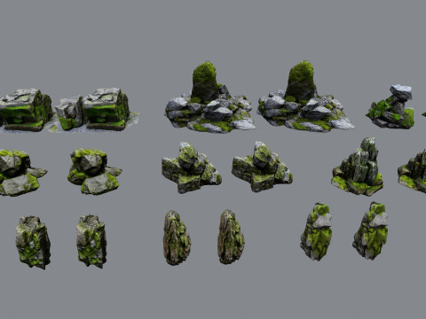 Mossy rocks 3D Model