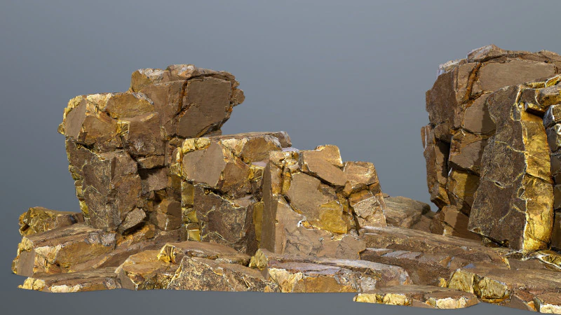 Gold rocks 3D Model .c4d .max .obj .3ds .fbx .stl .blend 